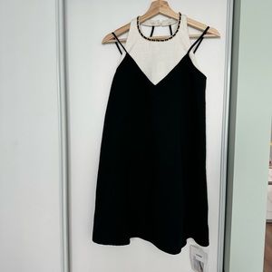 Party Dress Black White Tweed Mini Dress